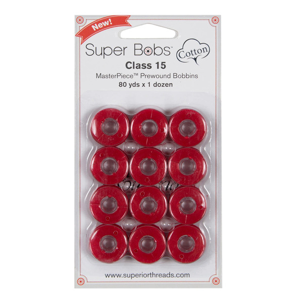 Superior Threads 150-12-117 Super Bobs MasterPiece Cotton 80yd Prewound Bobbins 12ct Class 15 Smart Alex