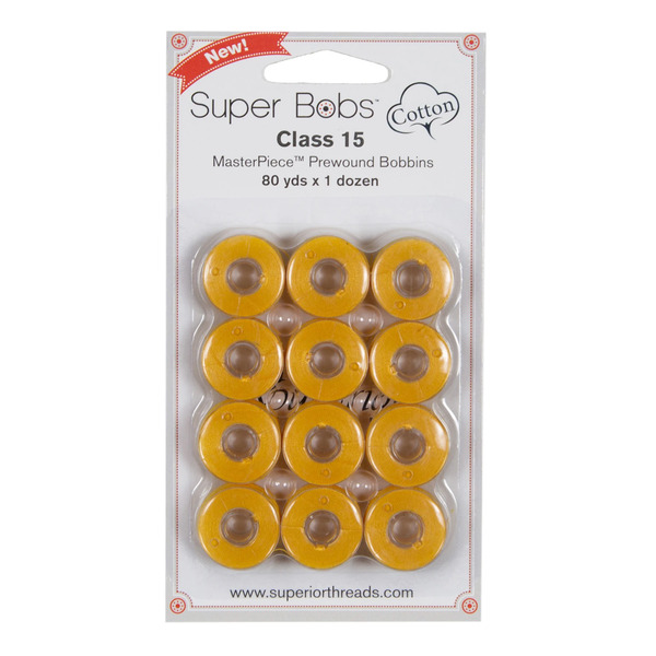 Superior Threads 150-12-125 Super Bobs MasterPiece Cotton 80yd Prewound Bobbins 12ct Class 15 Soleil