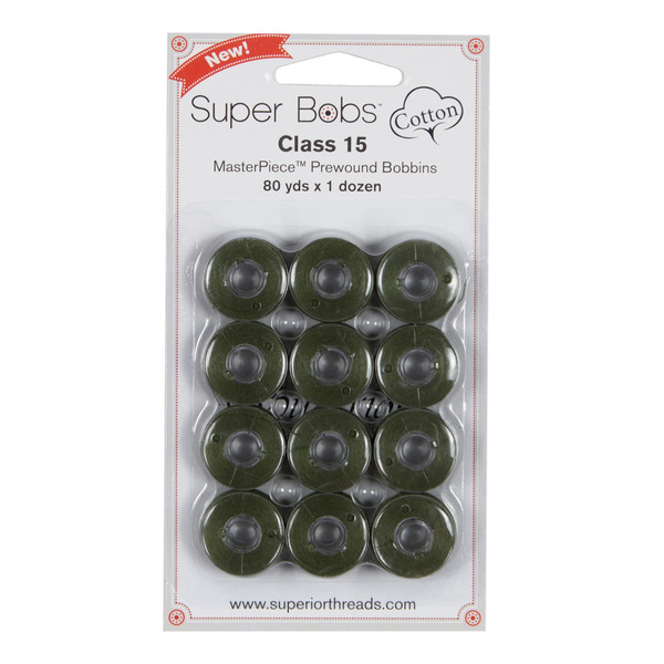 Superior Threads 150-12-135 Super Bobs MasterPiece Cotton 80yd Prewound Bobbins 12ct Class 15 Da Vinci