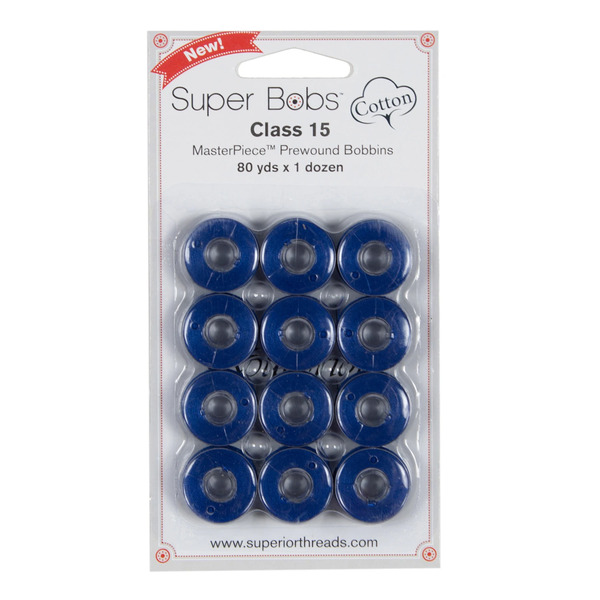 Superior Threads 150-12-141 Super Bobs MasterPiece Cotton 80yd Prewnd Bobbins 12ct Class 15 Starry Starry Nt
