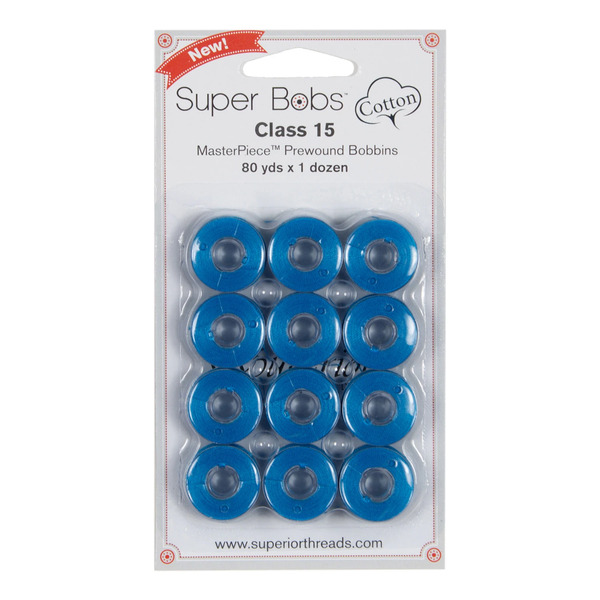 Superior Threads 150-12-143 Super Bobs MasterPiece Cotton 80yd Prewound Bobbins 12ct Class 15 Wailea