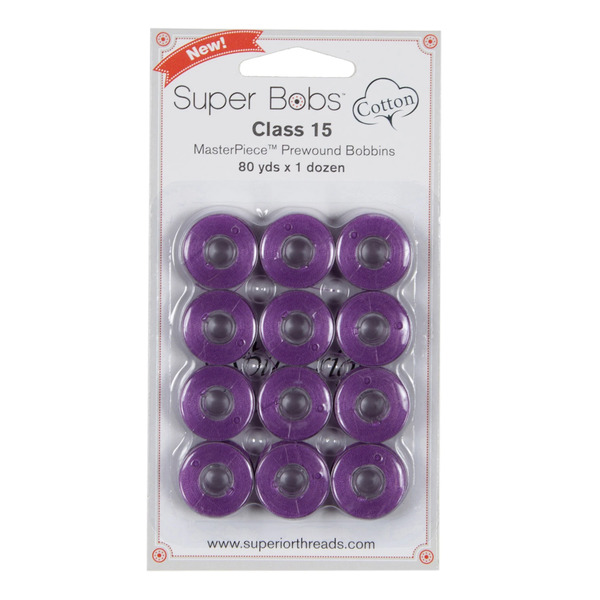 Superior Threads 150-12-145 Super Bobs MasterPiece Cotton 80yd Prewound Bobbins 12ct Class 15 Mona Lisa