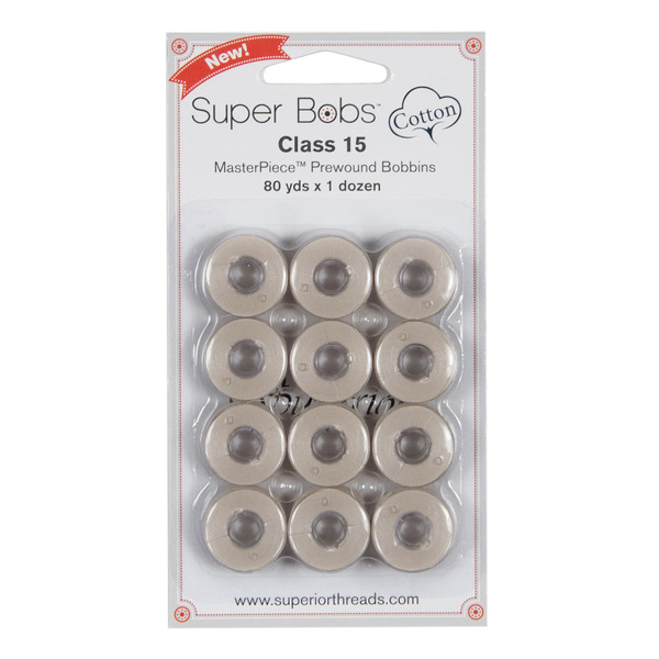Superior Threads 150-12-152 Super Bobs MasterPiece Cotton 80yd Prewound Bobbins 12ct Class 15 Bisque
