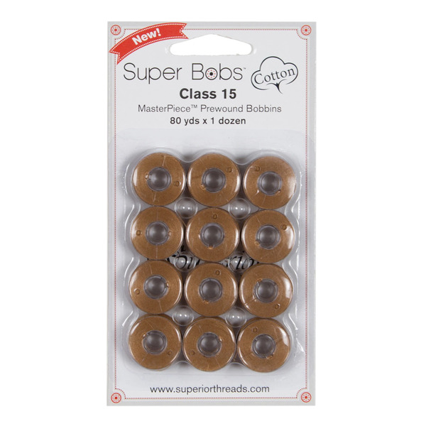 Superior Threads 150-12-159 Super Bobs MasterPiece Cotton 80yd Prewound Bobbins 12ct Class 15 Paint Brush