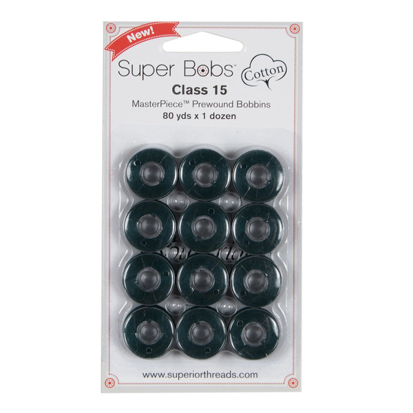 Superior Threads 150-12-165 Super Bobs MasterPiece Cotton 80yd Prewound Bobbins 12ct Class 15 Rafael
