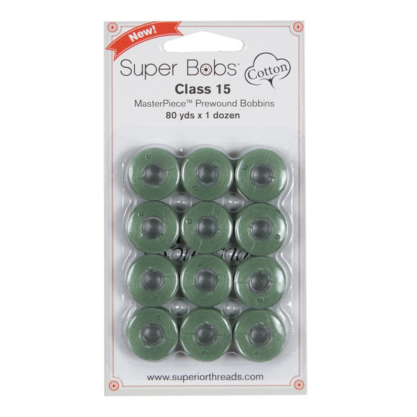 Superior Threads 150-12-166 Super Bobs MasterPiece Cotton 80yd Prewound Bobbins 12ct Class 15 Michaelangelo