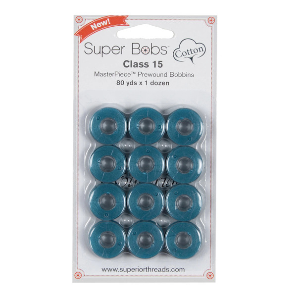 Superior Threads 150-12-177 Super Bobs MasterPiece Cotton 80yd Prewound Bobbins 12ct Class 15 Gone Fishing