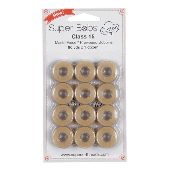 Superior Threads 150-12-185 Super Bobs MasterPiece Cotton 80yd Prewound Bobbins 12ct Class 15 Ancient Scroll