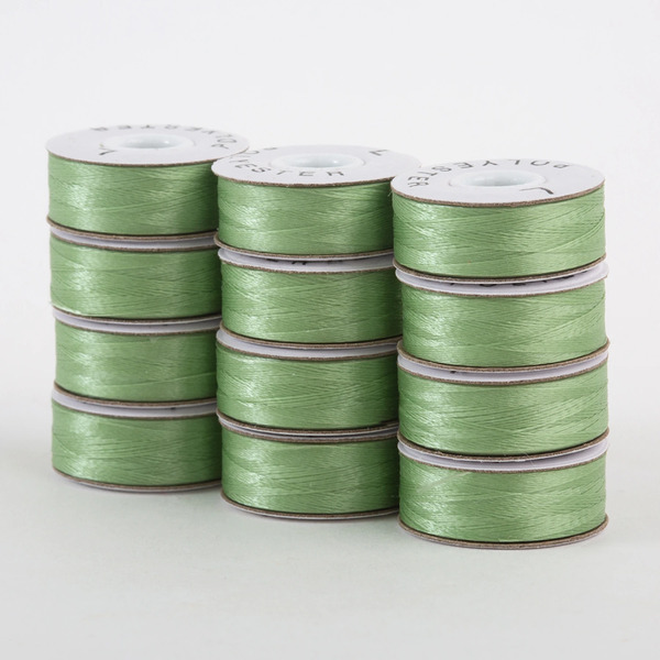 Superior Threads 300-12-614 SuperBobs Polyester Bobbin 12pk L-Style Light Green
