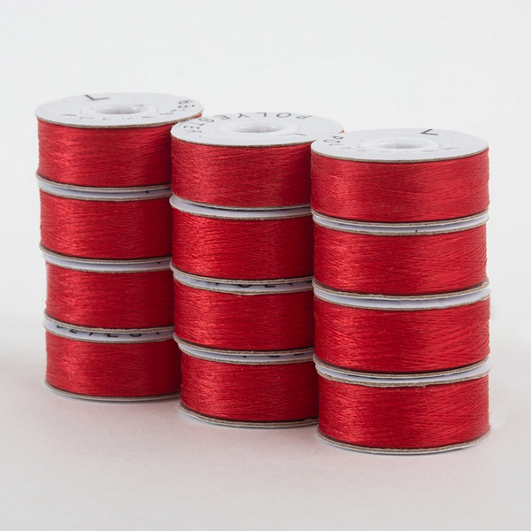 Superior Threads 300-12-627 SuperBobs Polyester Bobbin 12pk L-Style Bright Red