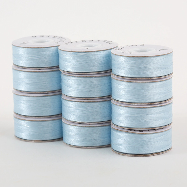 Superior Threads 300-12-634 SuperBobs Polyester Bobbin 12pk L-Style Baby Blue