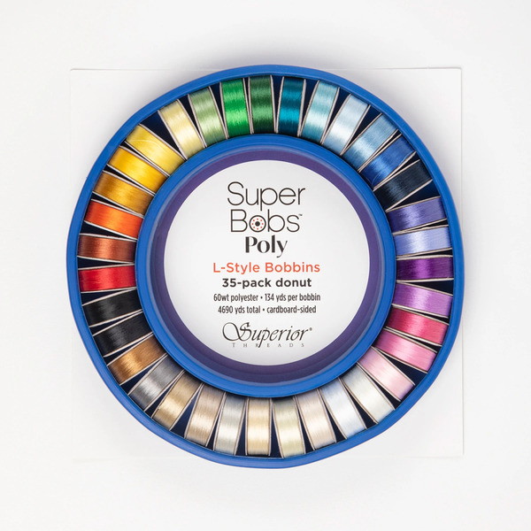 Superior Threads 300-SBD-35 SuperBobs Polyester Bobbin 35 Color L-Style Donut Set