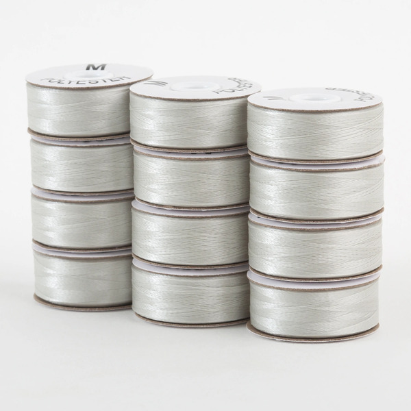 Superior Threads 301-12-623 SuperBobs Polyester Bobbin 12pk M-Style Silver