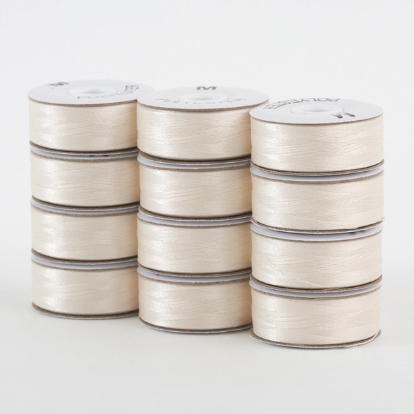 Superior Threads 301-12-655 SuperBobs Polyester Bobbin 12pk M-Style Off White