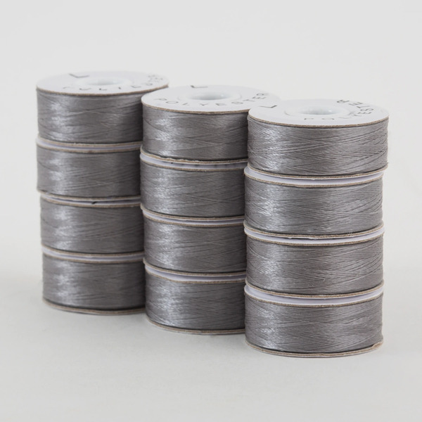 Superior Threads 300-72-622 SuperBobs Polyester Bobbin 72pk L-Style Gray