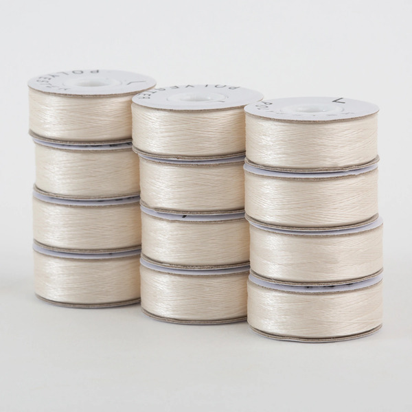 Superior Threads 300-72-655 SuperBobs Polyester Bobbin 72pk L-Style Off White