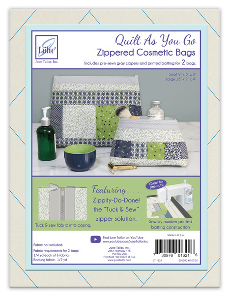 June Tailor Inc JT-1621 Zippity Do Done Cosmetic Bags QAYG Lt Gray Zip