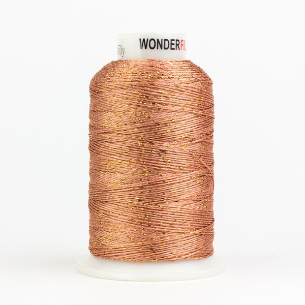 Wonderfil Threads Dazzle 8wt Metallic 411m Dark Peach