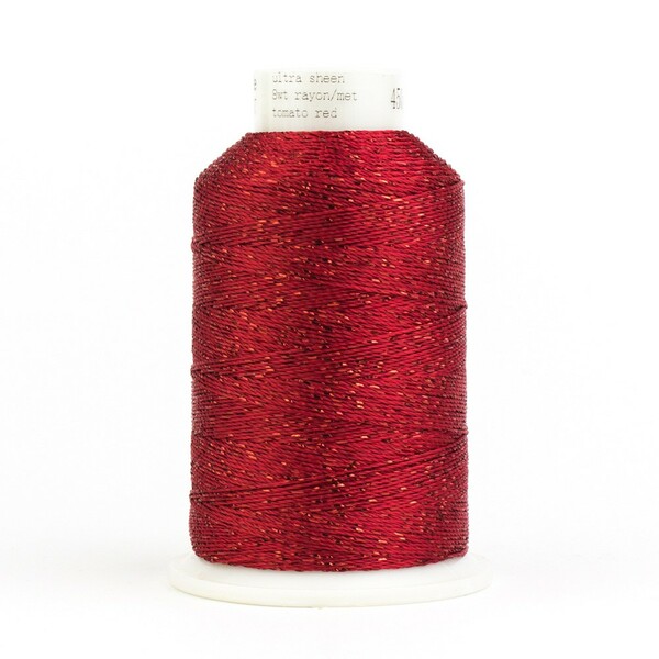 Wonderfil Threads Dazzle 8wt Metallic 411m Tomato Red