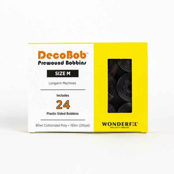Wonderfil Threads DecoBob Prewound Bobbins Size M 24ct Black
