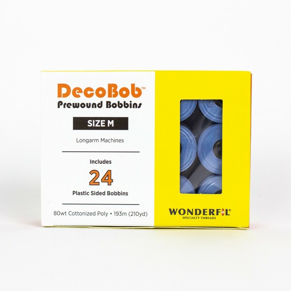 Wonderfil Threads DecoBob Prewound Bobbins Size M 24ct Bright Blue