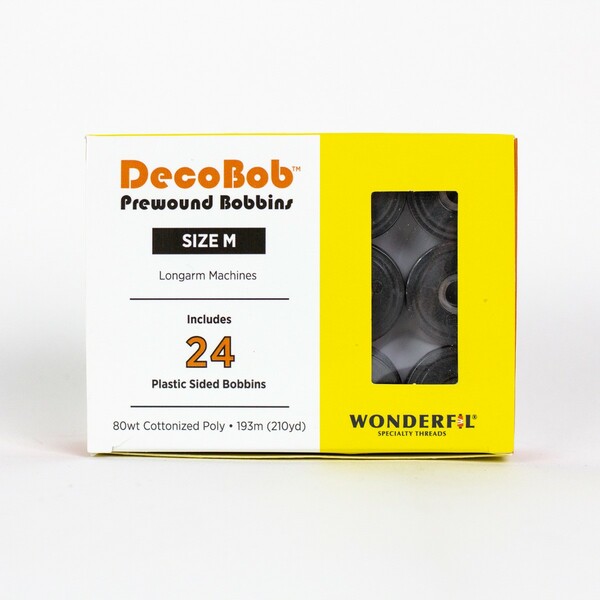 Wonderfil Threads DecoBob Prewound Bobbins Size M 24ct Dark Grey