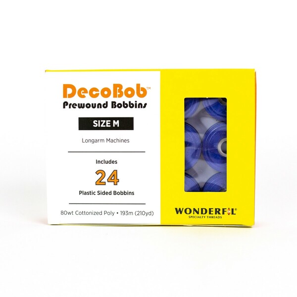 Wonderfil Threads DecoBob Prewound Bobbins Size M 24ct Royal Blue