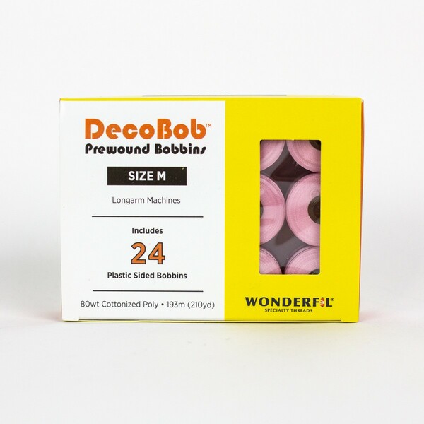 Wonderfil Threads DecoBob Prewound Bobbins Size M 24ct Soft Pink