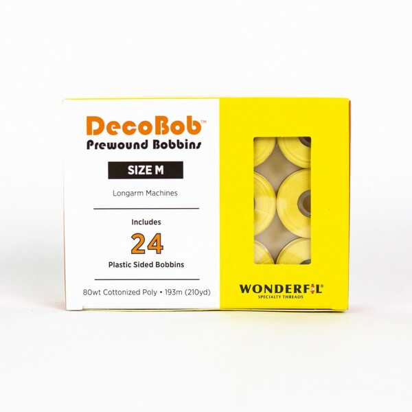 Wonderfil Threads DecoBob Prewound Bobbins Size M 24ct Soft Yellow