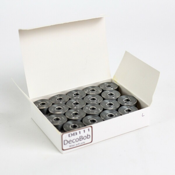 Wonderfil Threads DecoBob Prewound Bobbins Size L 36ct Metal Grey