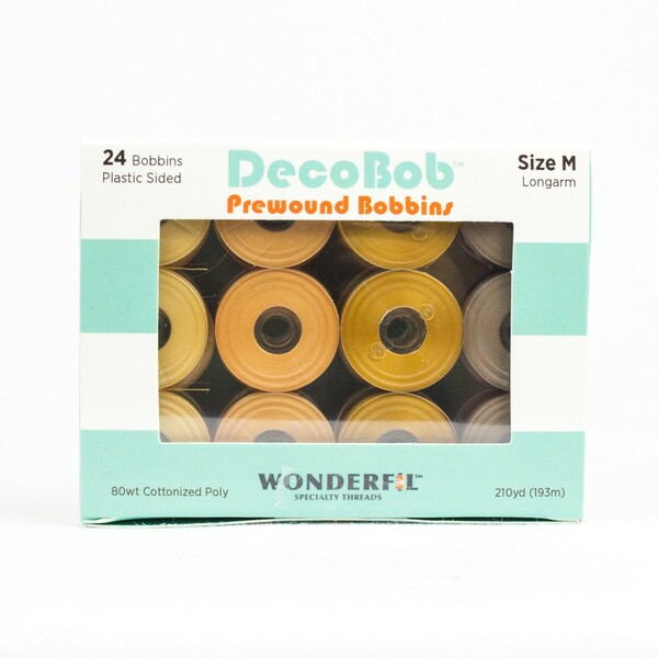 Wonderfil Threads DBLMB-SAND DecoBob Prewound Bobbins Size M 24ct Sand And Sea Glass
