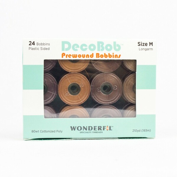 Wonderfil Threads DBLMB-WOOD DecoBob Prewound Bobbins Size M 24ct Wood
