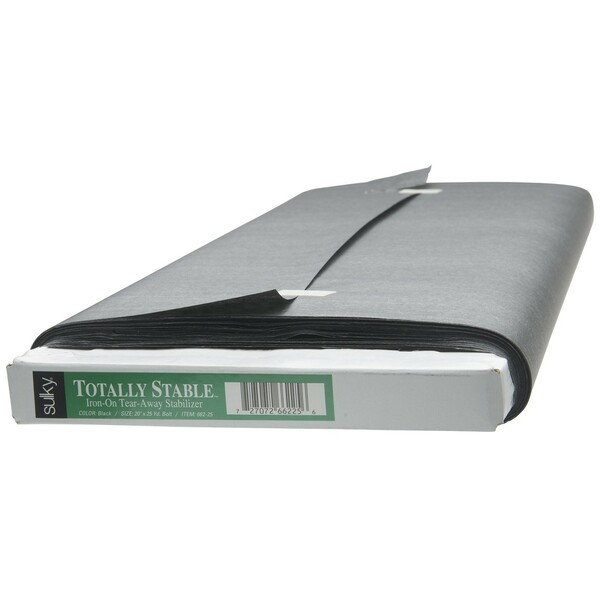 Sulky Totally Stable Iron-on Tear-Away Stabilizer Black 20in x 25yds