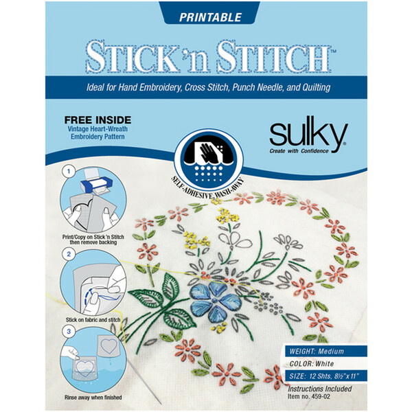 Sulky Stick N Stitch Self Adhesive Wash Away Stabilizer Twelve sheets  of 8-1/2 x 11