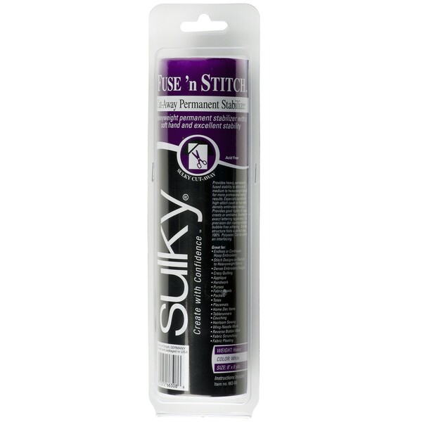 Sulky Cut Away Fuse N Stitch Stabilizer White 8in x 8yds