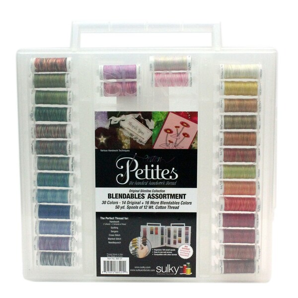 Sulky All 30 Cotton Petites Blendables 12wt Colors in a Slimline Storage Box