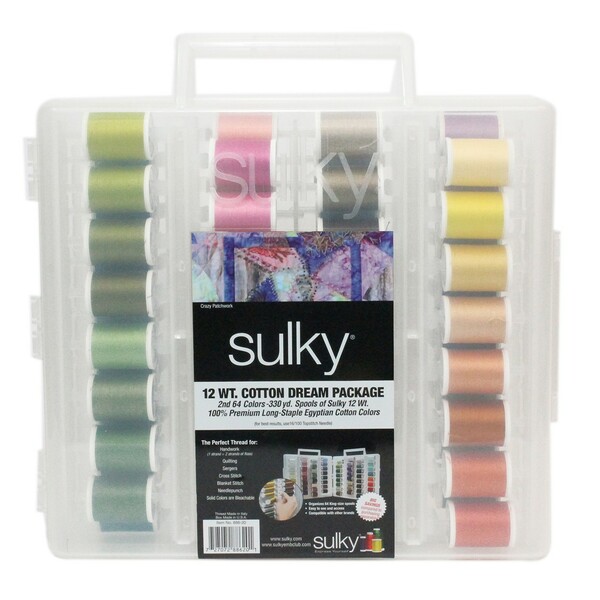 Sulky All 64 New Solid Cotton 12wt Colors in a Slimline Storage Box