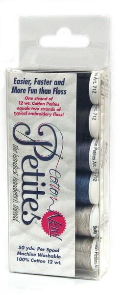 Sulky Petites 12wt Cotton Thread 6 Pack Black/Gray