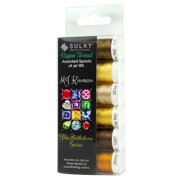 Sulky MJ Kinman Birthstone Series Rayon 942 6-pack assortment November Citrine