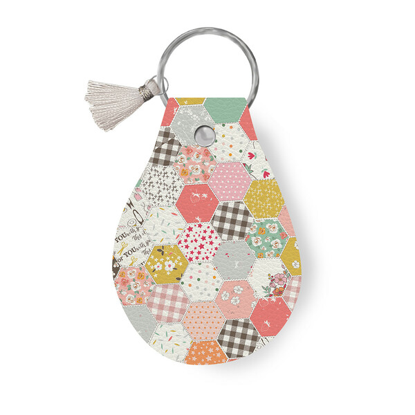 Riley Blake Designs Leather Circle Key Chain BloomBerry