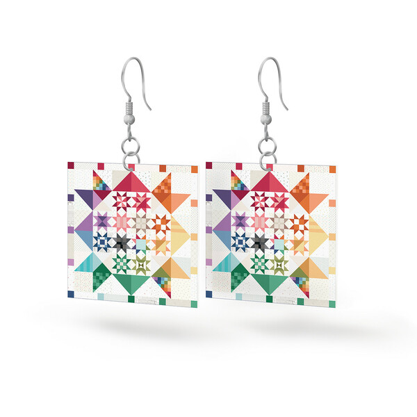 Riley Blake Designs Leather Square Earrings Shine Together