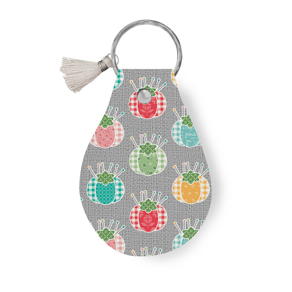 Riley Blake Designs Leather Circle Key Chain My Happy Place Pincushions