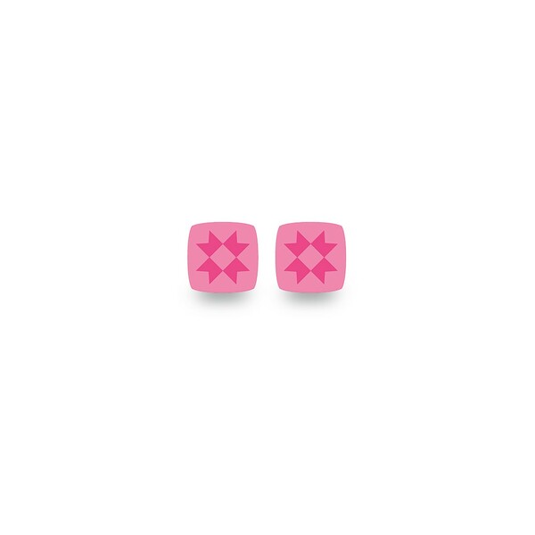 Riley Blake Designs Leather Earrings Sawtooth Star Posts Pink