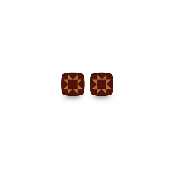 Riley Blake Designs Leather Earrings Sawtooth Star Posts Brown