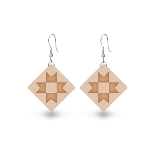 Riley Blake Designs Leather Earrings Janet's Star Tan