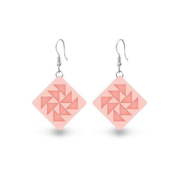 Riley Blake Designs Leather Earrings Dutchman's Puzzle Coral