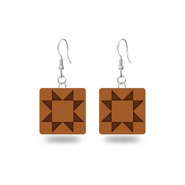 Riley Blake Designs Leather Earrings Sawtooth Star Natural