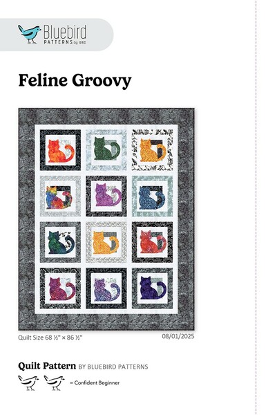 Riley Blake Designs Bluebird Patterns Feline Groovy Quilt Pattern