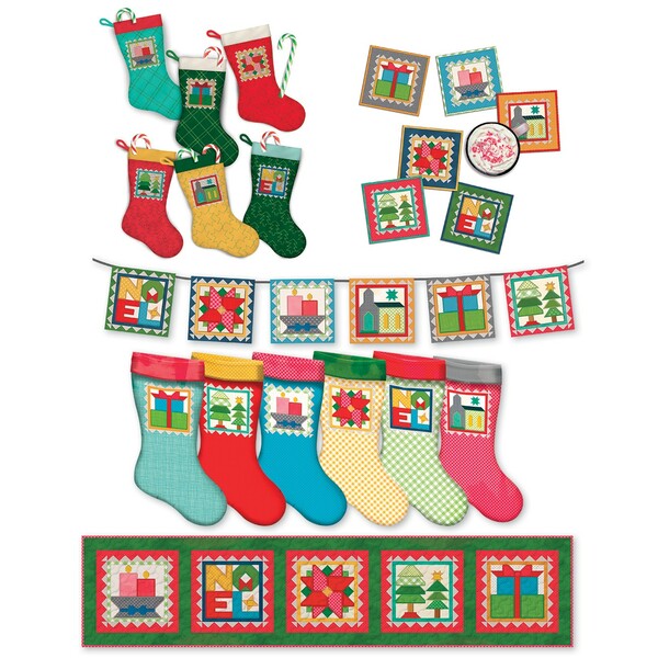 Riley Blake Designs Home Town Holiday Holiday Stockings by Lori Holt - Machine Embroidery USB
