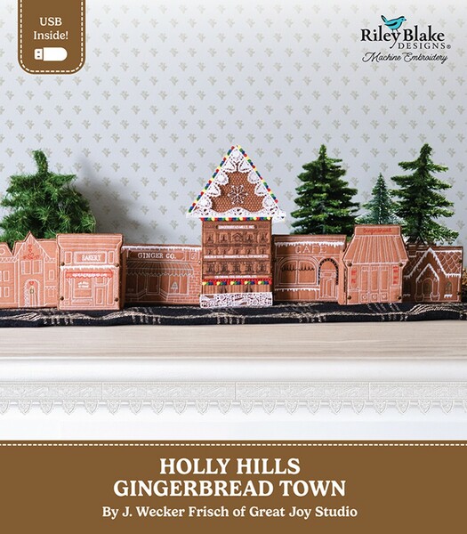 Riley Blake Designs Holly Hills Gingerbread Town by Janet Wecker Frisch - Machine Embroidery